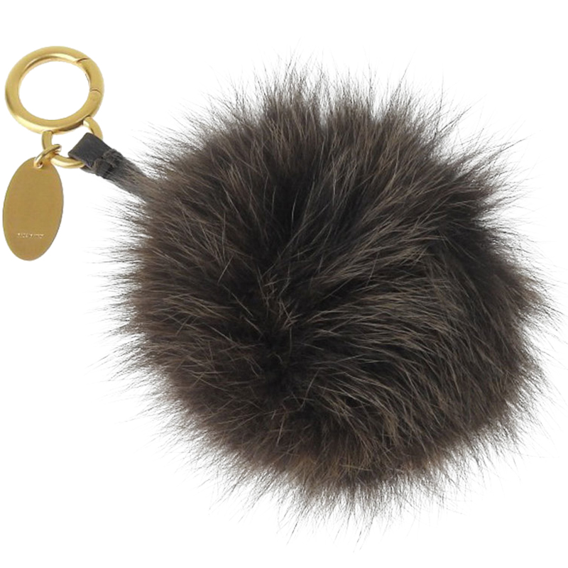 

Fendi Brown Fur Pompom Bag Charm and Key Holder