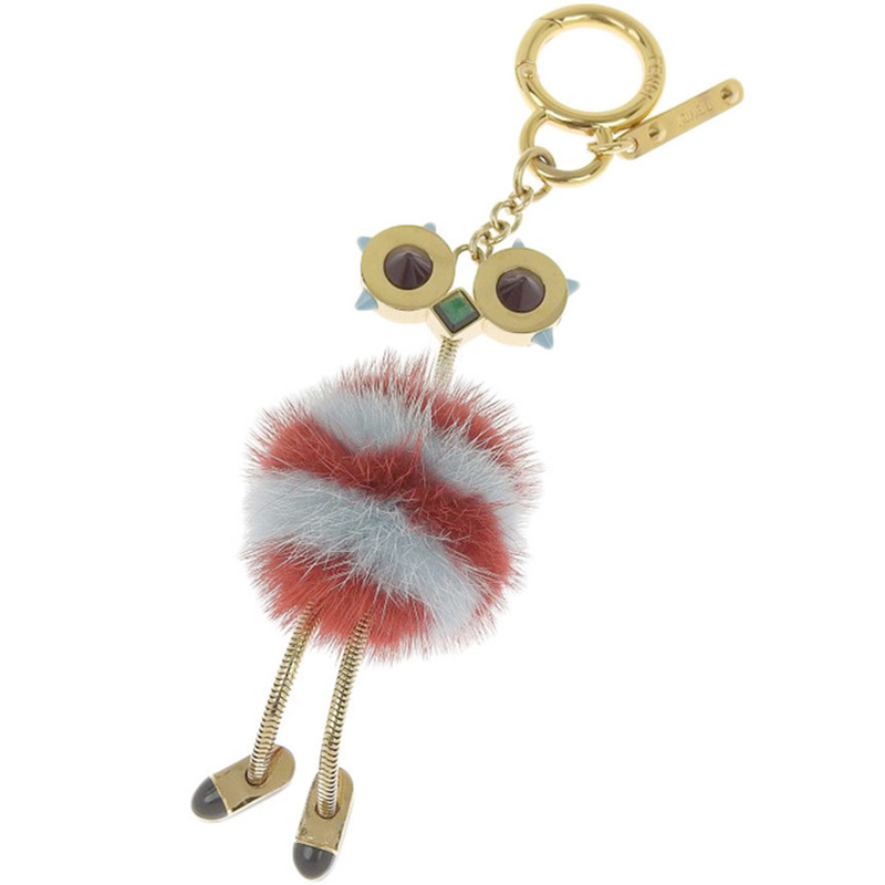 

Fendi Multicolor Fur Ostrich Bag Charm and Key Holder