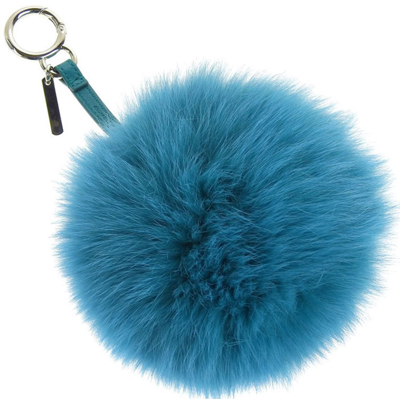 

Fendi Blue/Orange Fur Pompom Bag Charm and Key Holder