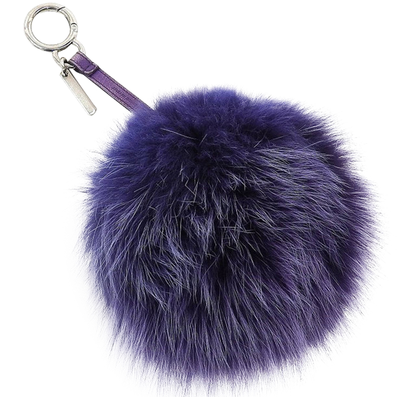 

Fendi Blue/Purple Fur Pompom Bag Charm and Key Holder