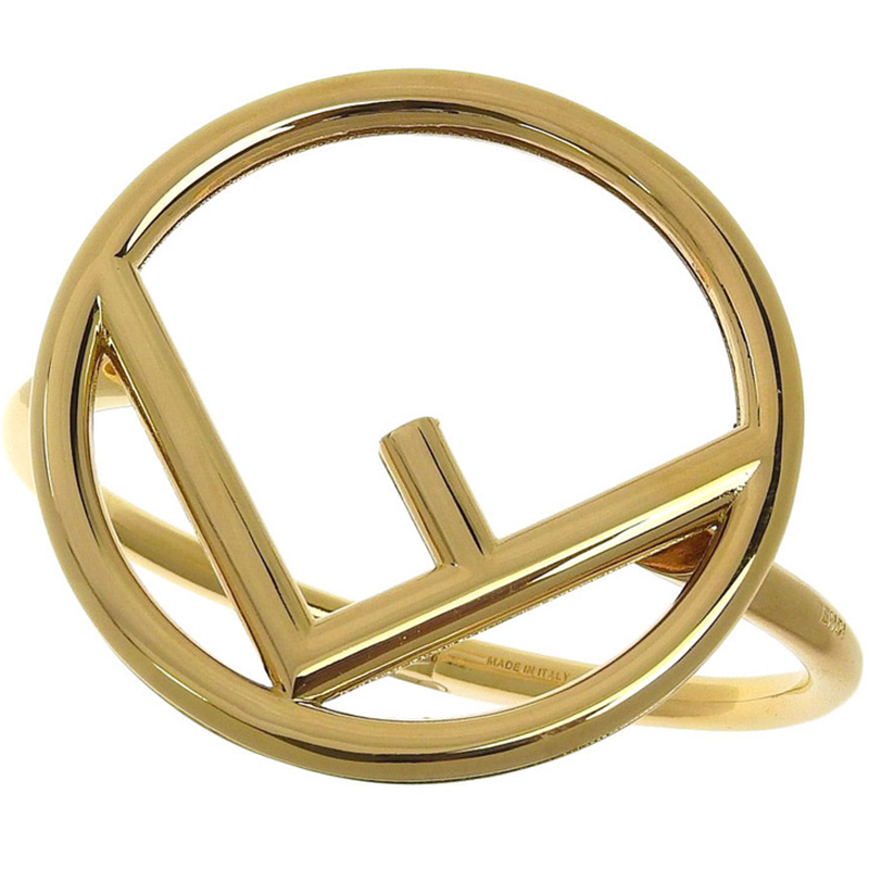Fendi F Logo Gold Tone Bangle Bracelet