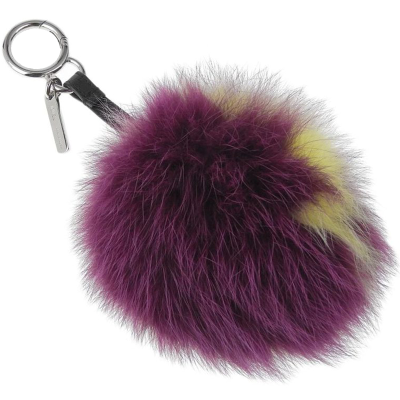 

Fendi Purple/Yellow Mink Fur Pompon Bag Charm and Key Holder