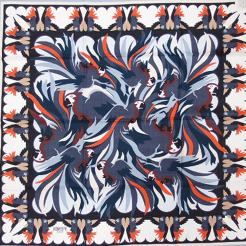 

Fendi Blue Printed Silk Square Scarf, Multicolor