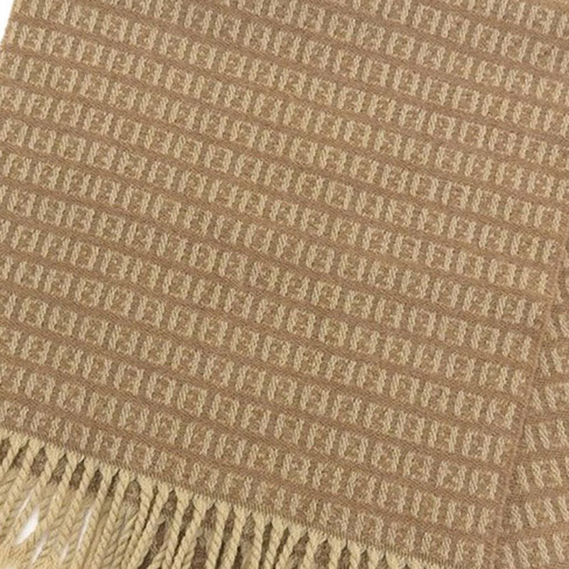 

Fendi Brown Zucchino Wool Fringe Muffler
