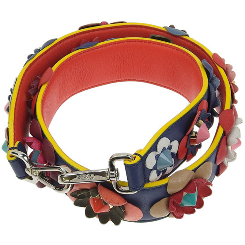 

Fendi Multicolor Leather Flower Embellished Shoulder Bag Strap