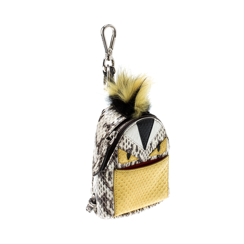 

Fendi Multicolor Python and Fur Mini Monster Backpack Charm
