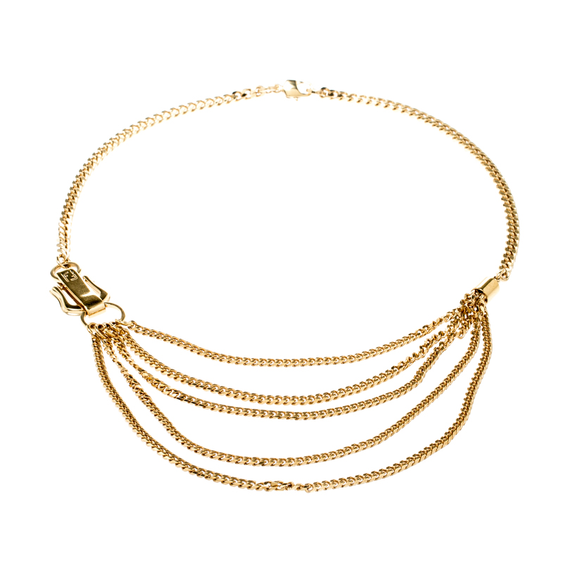 

Fendi Chain Link Gold Tone Layered Necklace