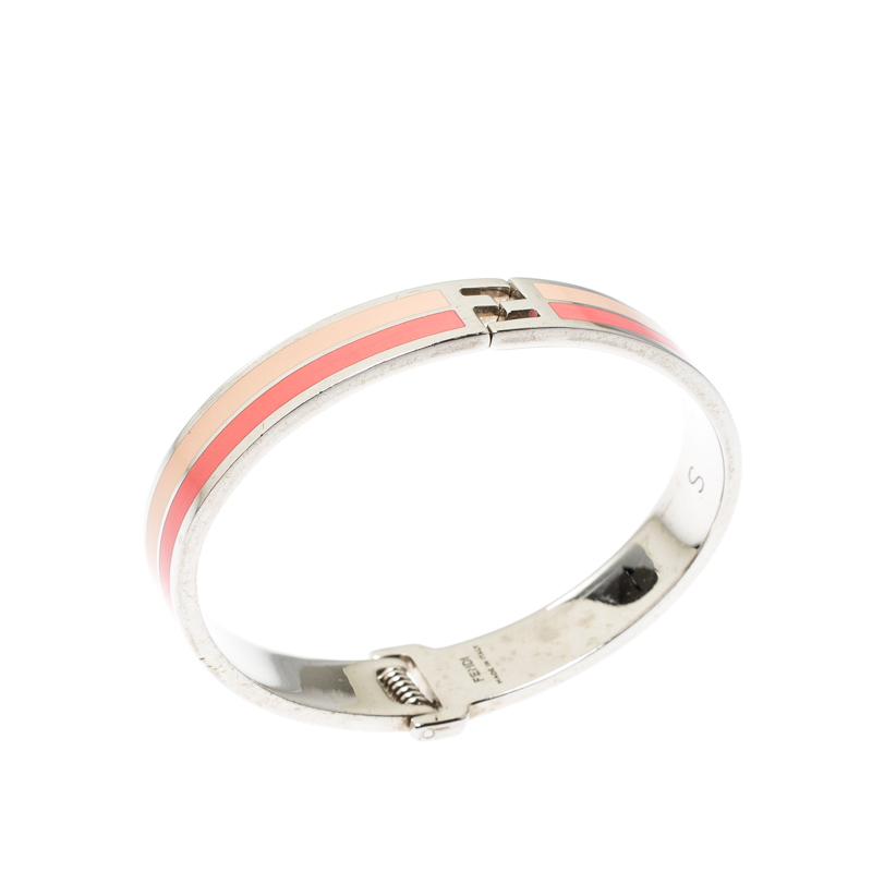 

Fendi The Fendista Bicolor Stripe Enamel Silver Tone Bracelet