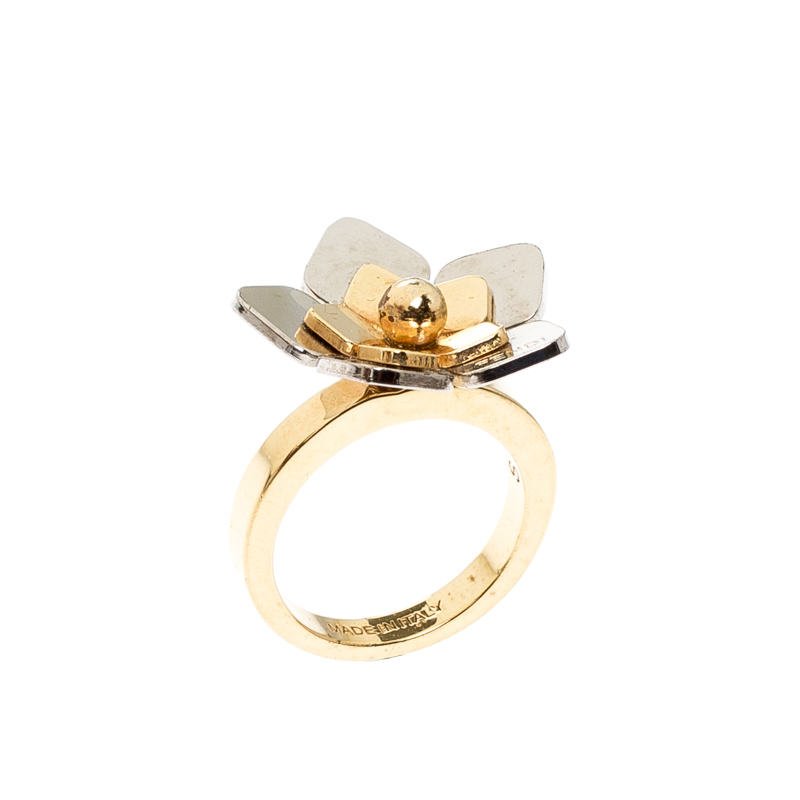 Fendi Two Tone Flower Ring Size 51