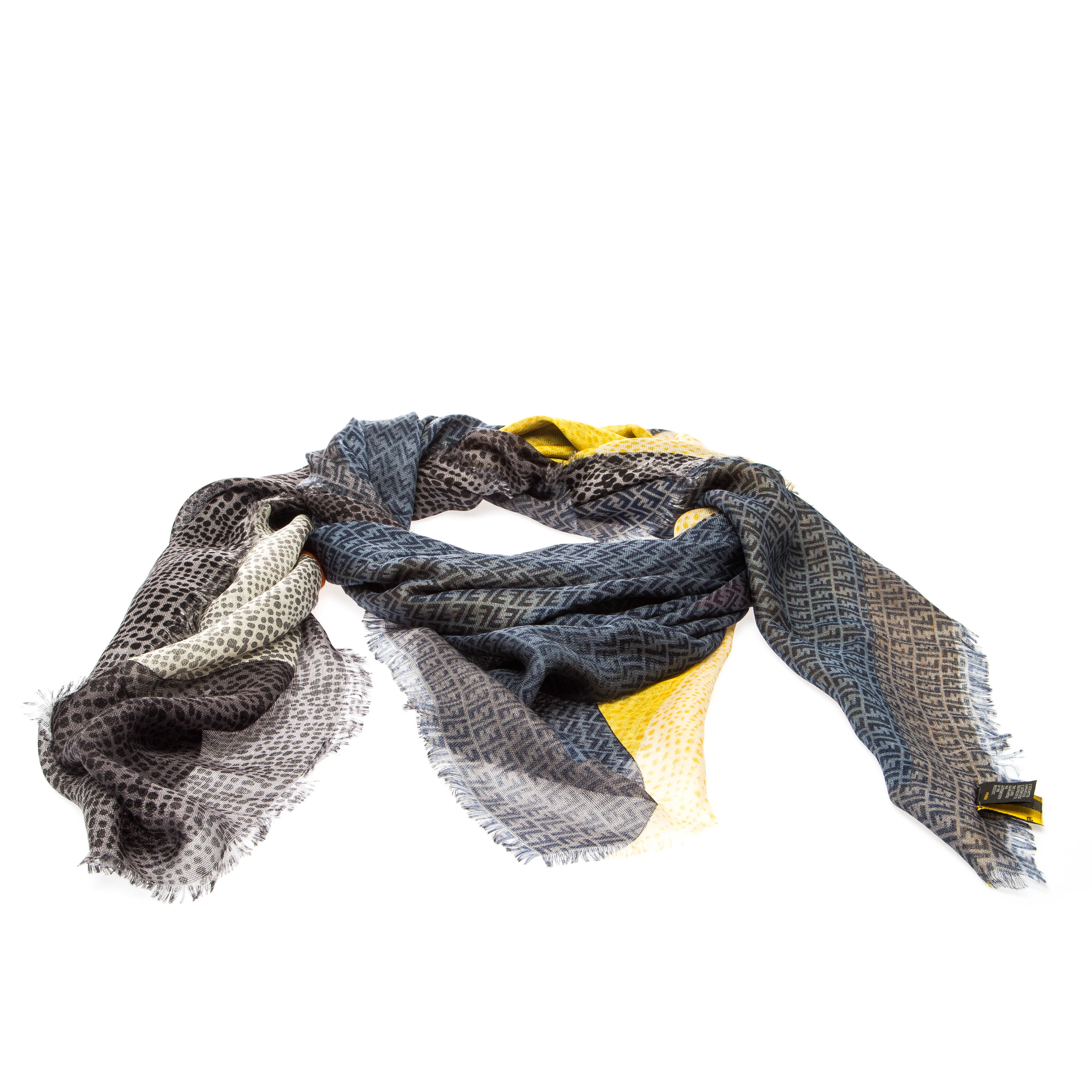 Pre Owned Fendi Multicolor Zucca Large Monster Eyes Print Scarf