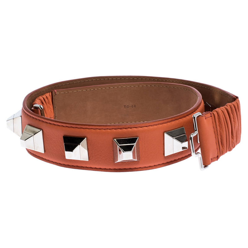 

Fendi Orange Leather Studded Belt