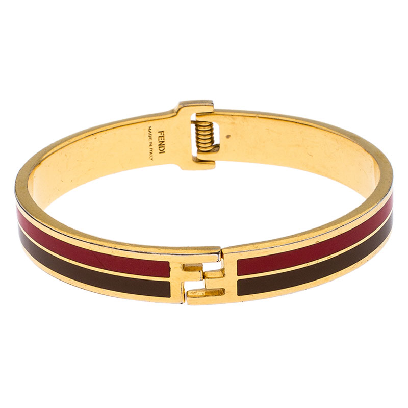 Fendi Gold Tone Bicolor Enamel Fendista Bracelet Fendi | The Luxury Closet