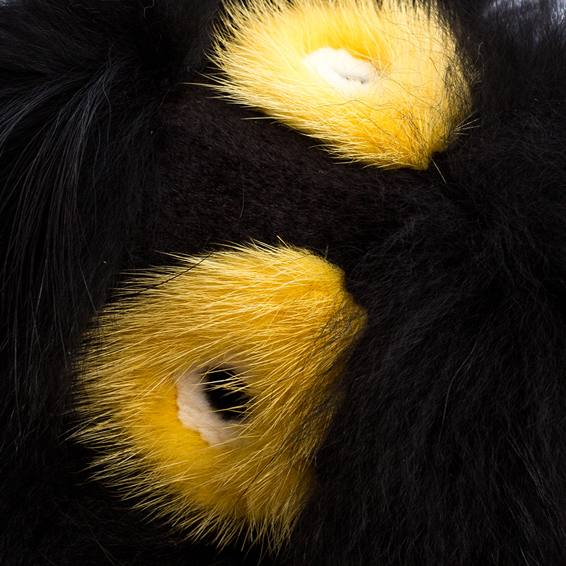 

Fendi Black/Yellow Fur Zesty Bug Bag Charm