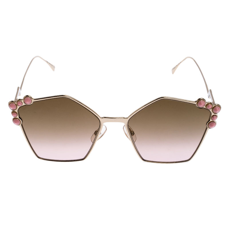 

Fendi Rose Gold and Pink Gradient Mirrored FF 0261/S Cat Eye Sunglasses