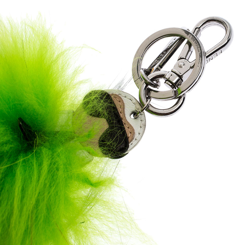 

Fendi Green Fur And Leather Mini Karlito Bag Charm