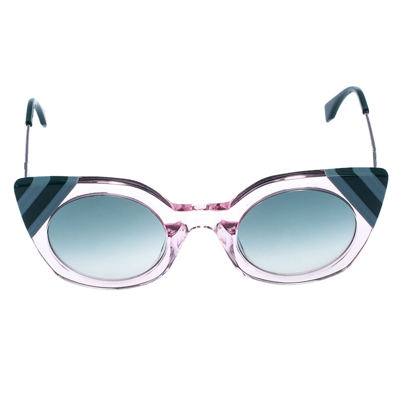 

Fendi Crystal Pink/ Green Gradient FF 0240/S Waves Cat Eye Sunglasses