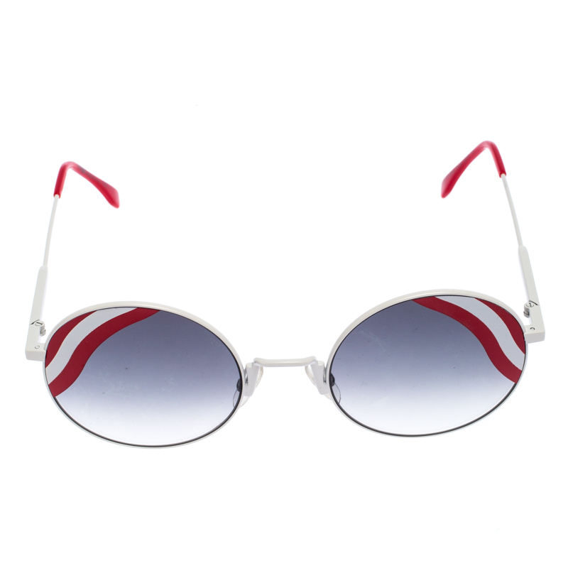 

Fendi White/Red Gradient Wave Round Sunglasses