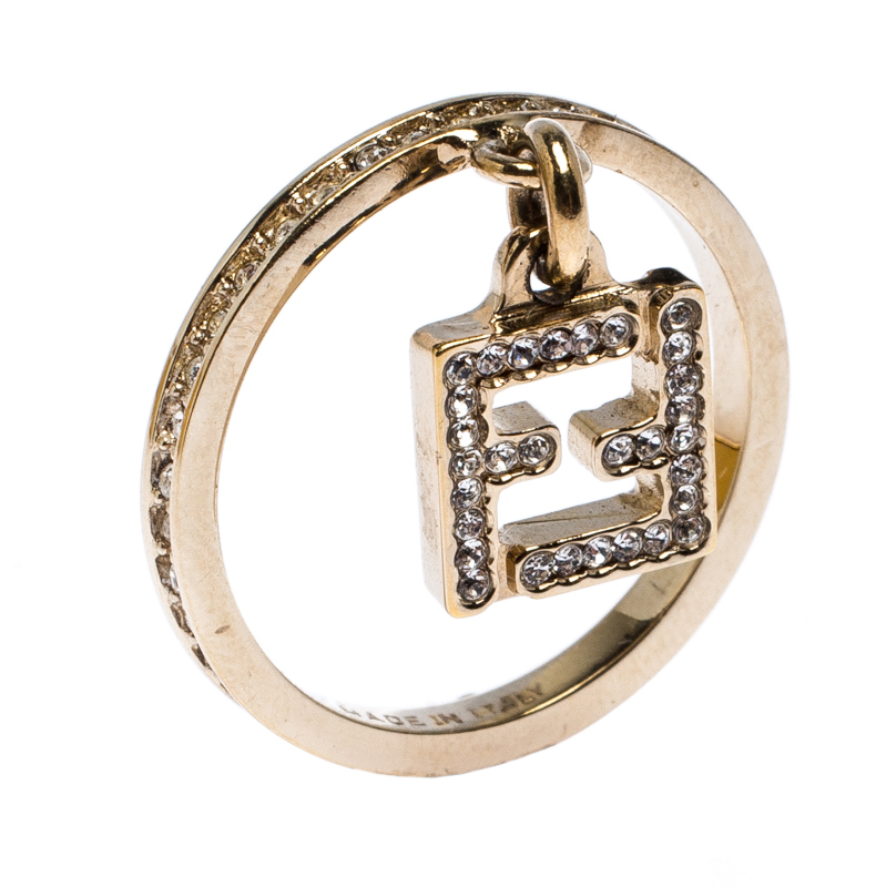 Fendi crystal detail pendant ring Clearance