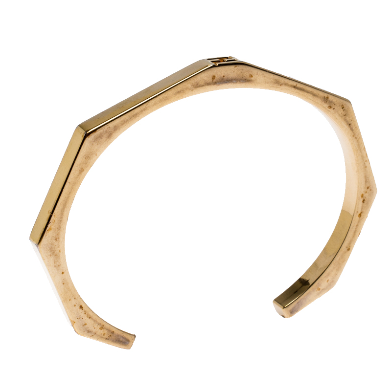 

Fendi Baguette Gold Tone Open Cuff Bracelet