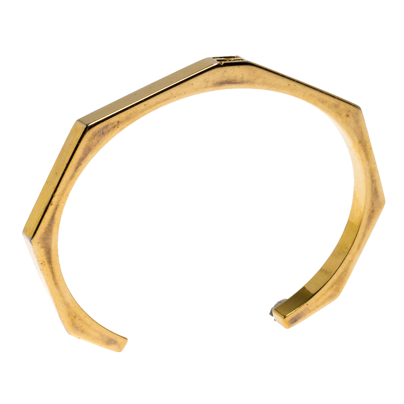 

Fendi Baguette Gold Tone Open Cuff Bracelet