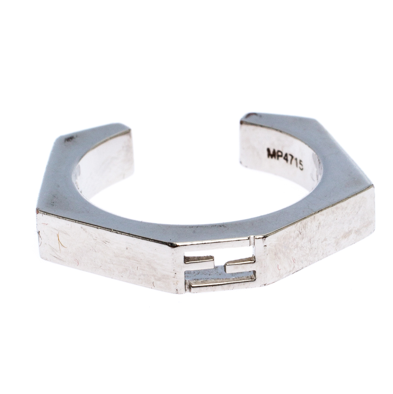 

Fendi Silver Tone Baguette Ring Size