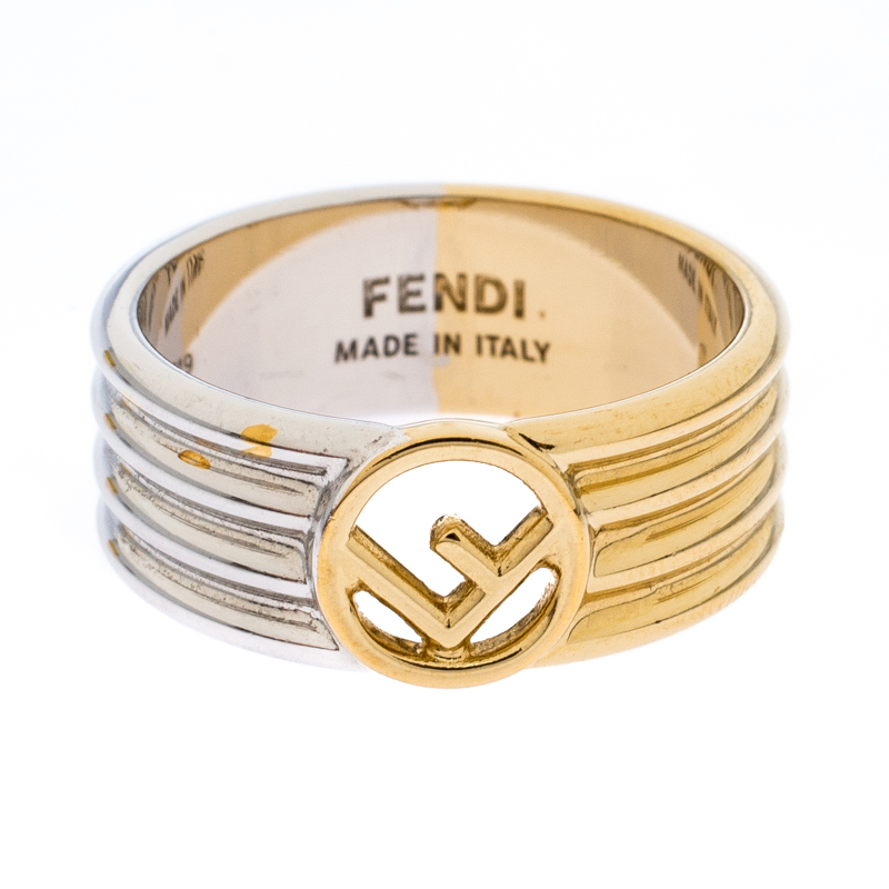 

Fendi F is Fendi Two Tone Band Ring Size, Gold