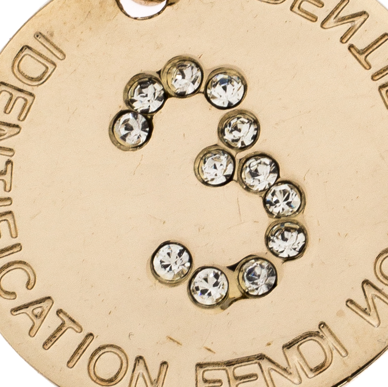 

Fendi Crystal Embedded Identification Silver Tone Pendant Charm