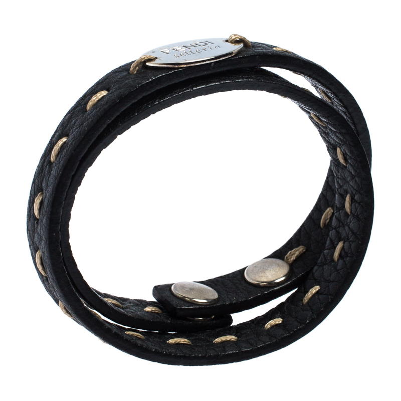 

Fendi Brown Leather Selleria Double Wrap Bracelet