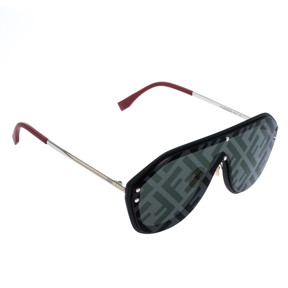 Fendi Black/ Grey Monogram Mirror M0039 G/S Shield Sunglasses Fendi | TLC