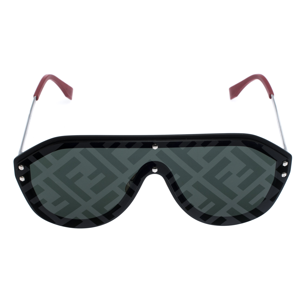 

Fendi Black/ Grey Monogram Mirror M0039 G/S Shield Sunglasses