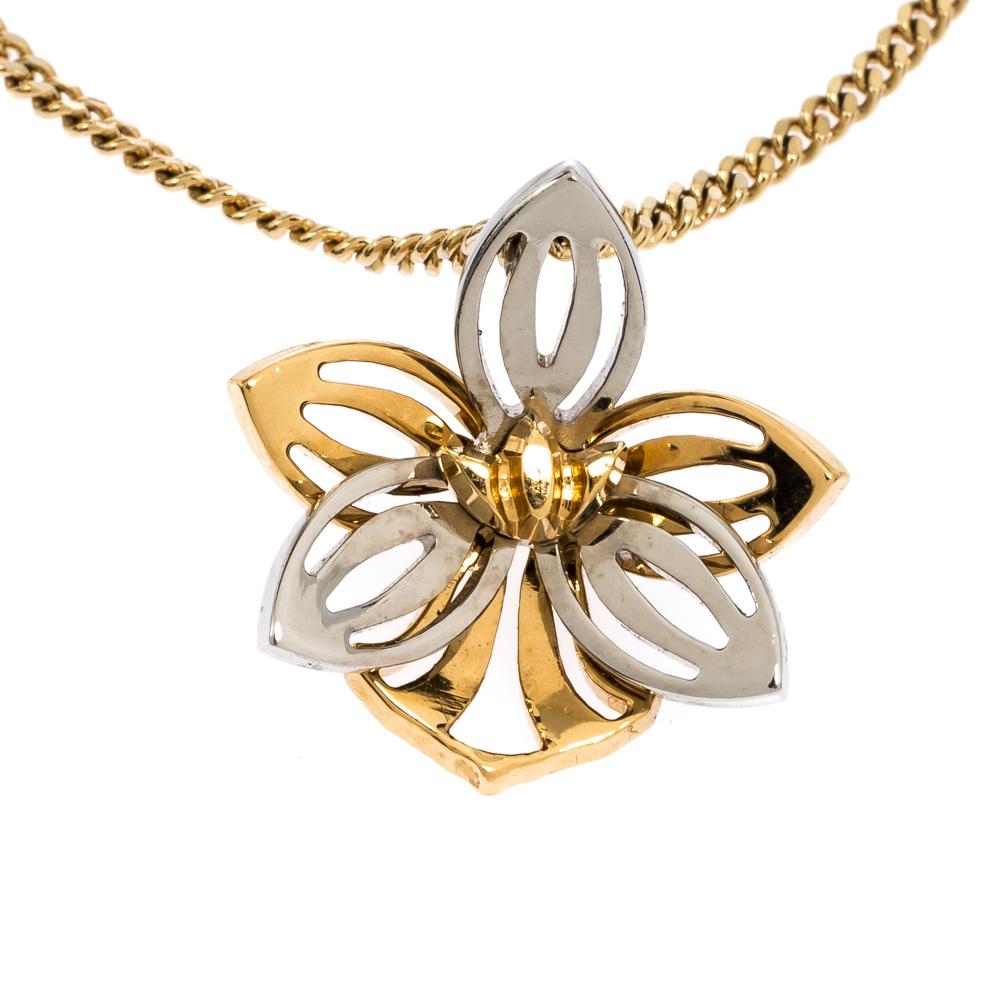 

Fendi Blossom Flower Charm Two Tone Bracelet, Gold