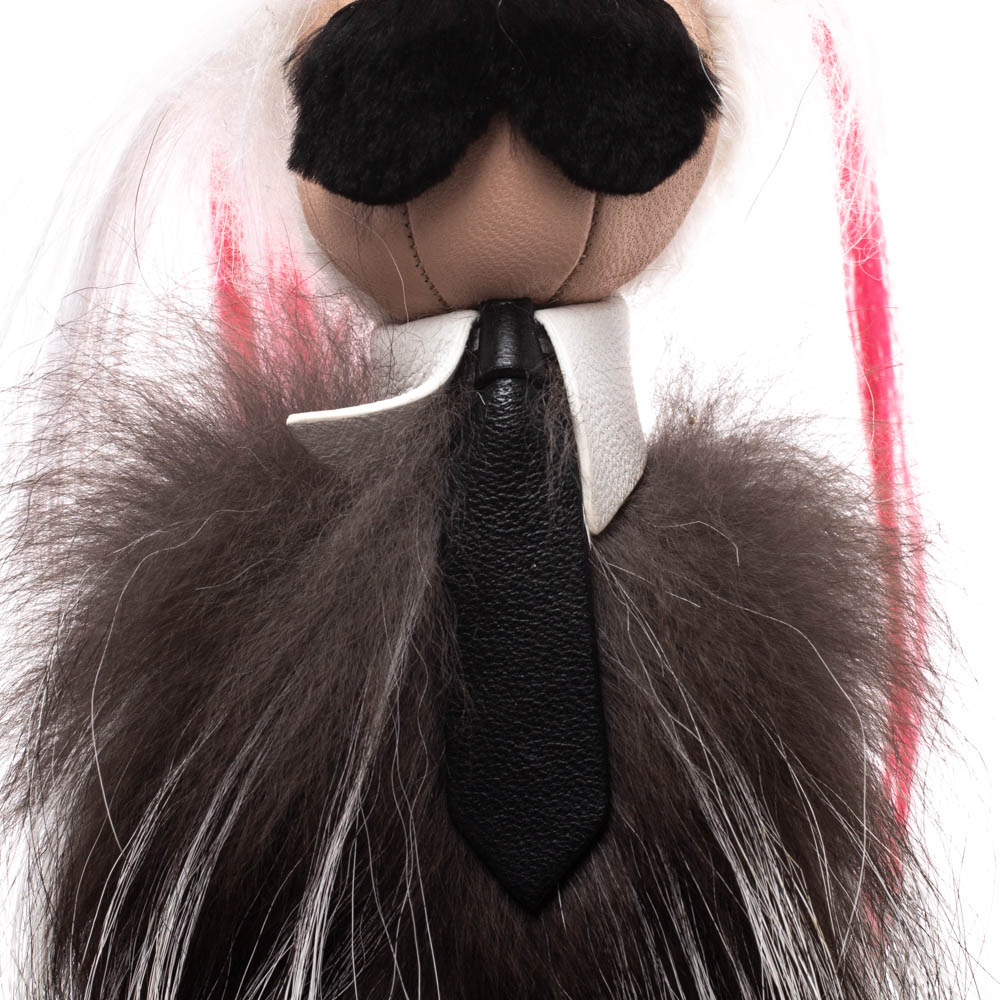 

Fendi Multicolor Fur And Leather Mini Karlito Silver Tone Bag Charm