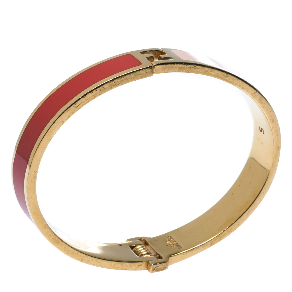 

Fendi The Fendista Bicolor Enamel Gold Tone Bracelet, Pink