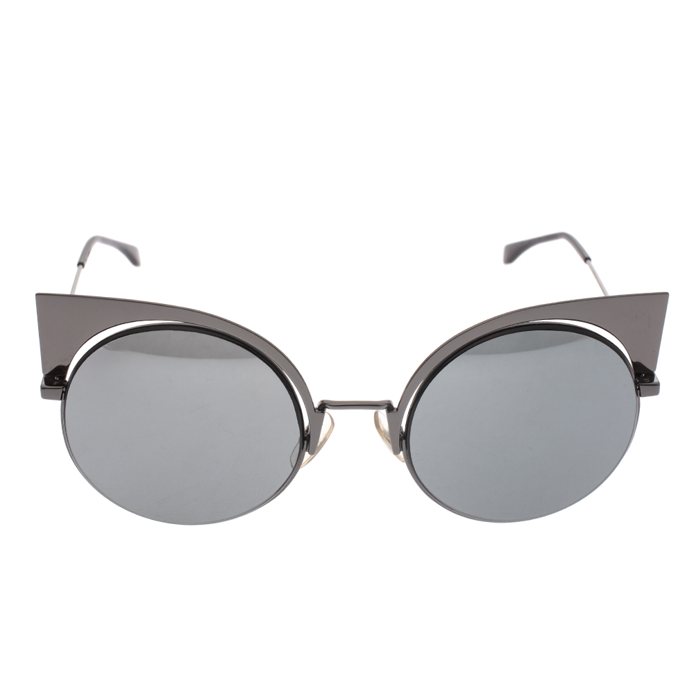 

Fendi Gunmetal Black Mirror FF 0177/S Sunglasses, Metallic