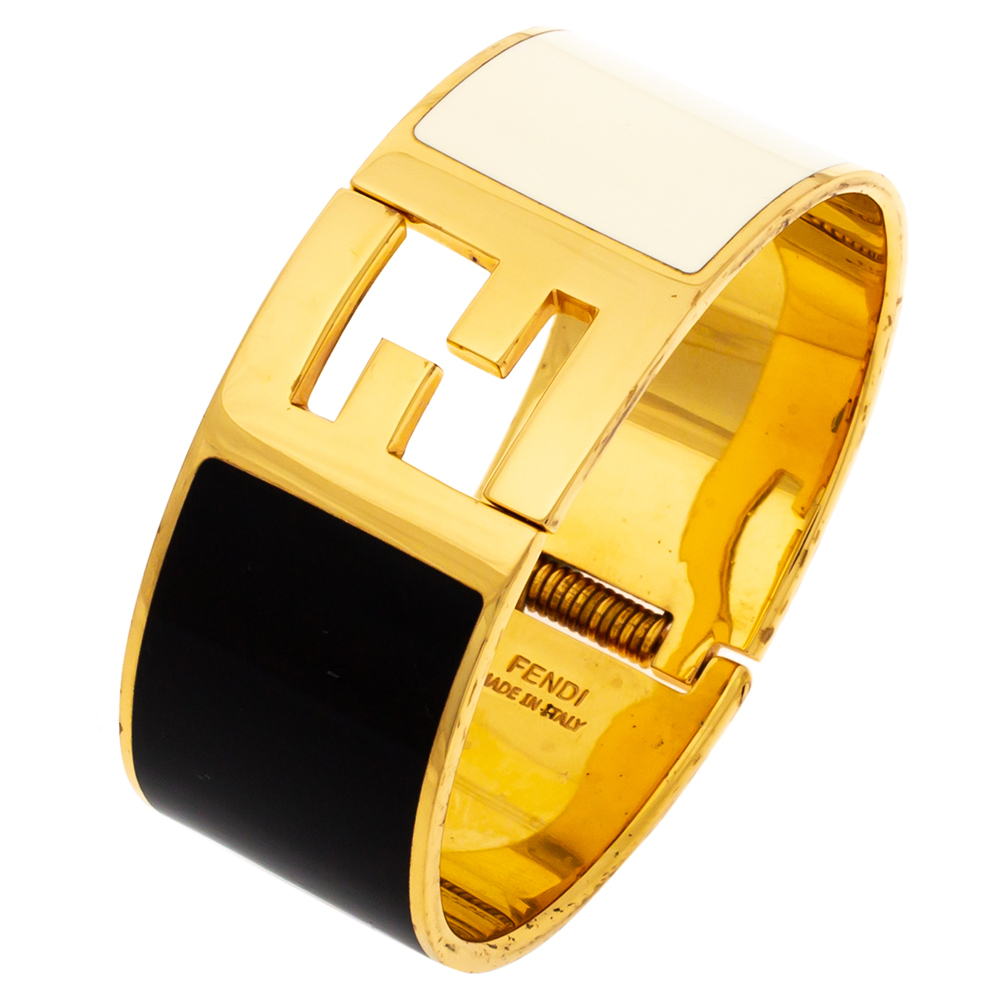 

Fendi Enamel Fendista Gold Tone Bangle Size, Multicolor