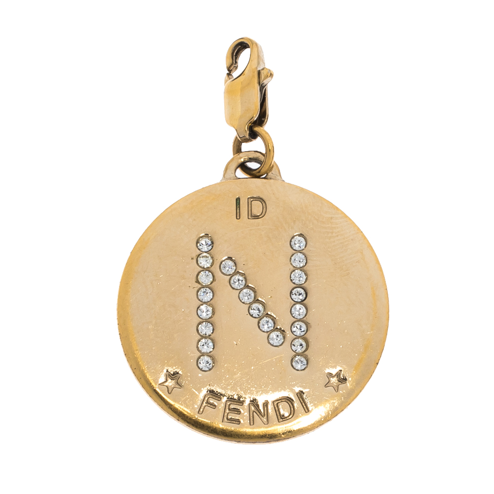 

Fendi Crystal ID Charm Gold Tone Pendant