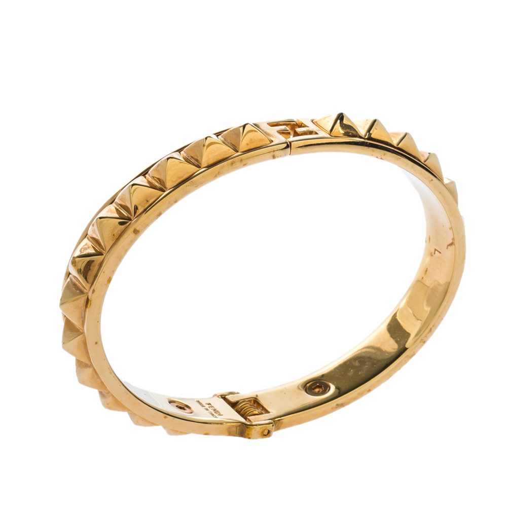 

Fendi Gold Tone Pyramid Studded Cuff Bracelet