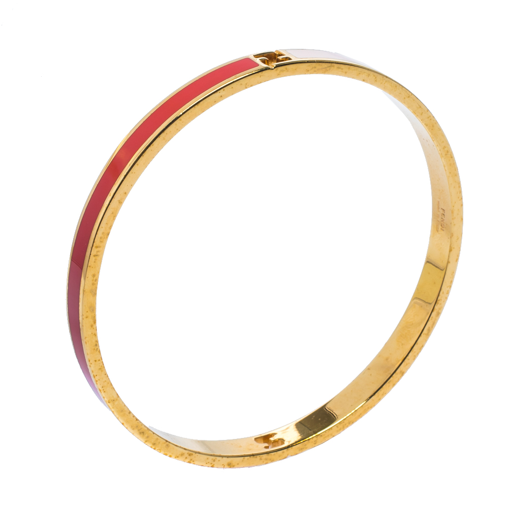 

Fendi Bicolor Enamel Gold Tone Fendista Bangle Bracelet, Multicolor