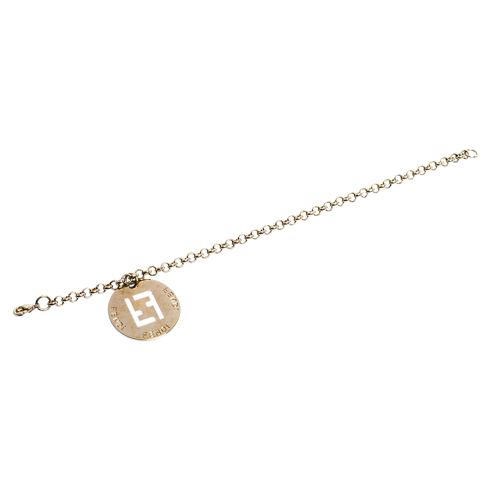 

Fendi Gold Tone I.D. Charm Bracelet