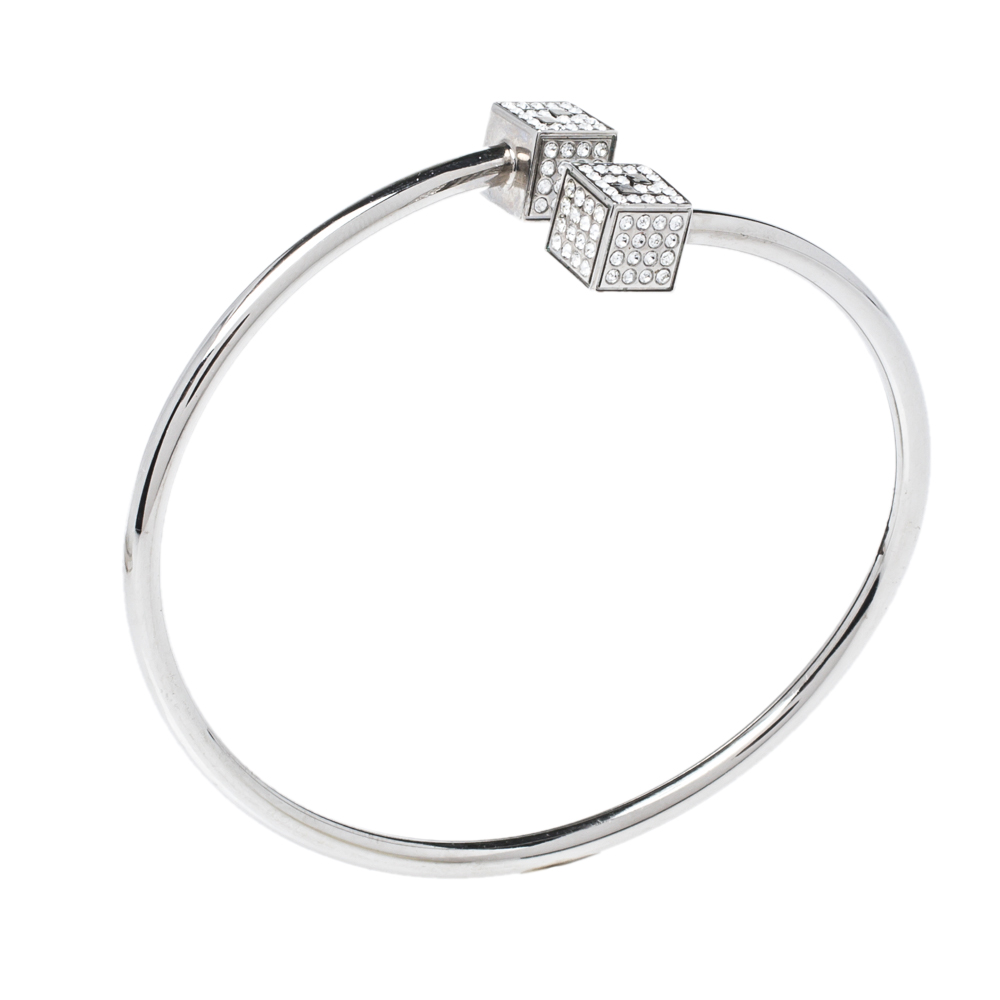 

Fendi Crystal Cube Silver Tone Cuff Bracelet