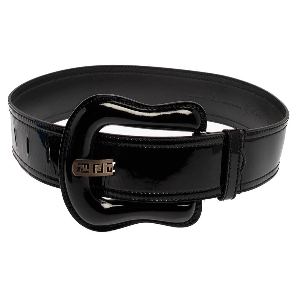 

Fendi Black Patent Leather B Buckle Belt