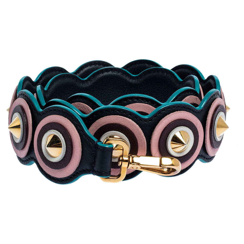 

Fendi Multicolor Spiked Leather Strap You Bag Strap