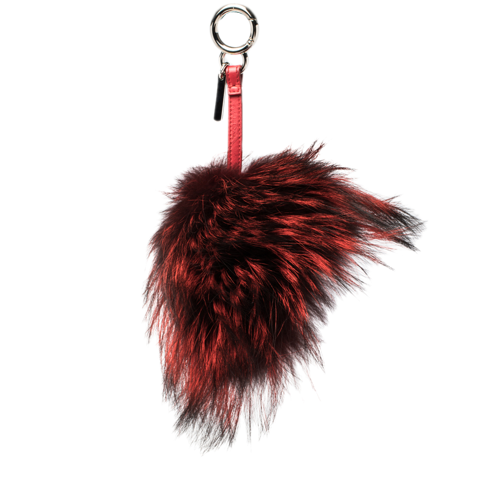 

Fendi Red Fur Crystal Monster Bag Charm