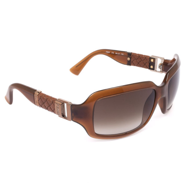 Pre Owned Fendi Caramel Rectangle Womens Sunglasses