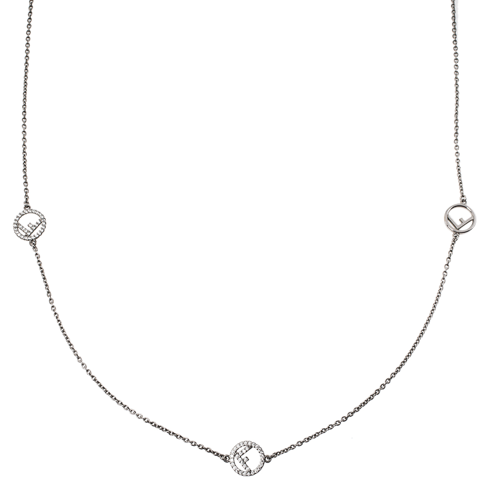 

Fendi F is Fendi Silver Tone Crystal Station Necklace