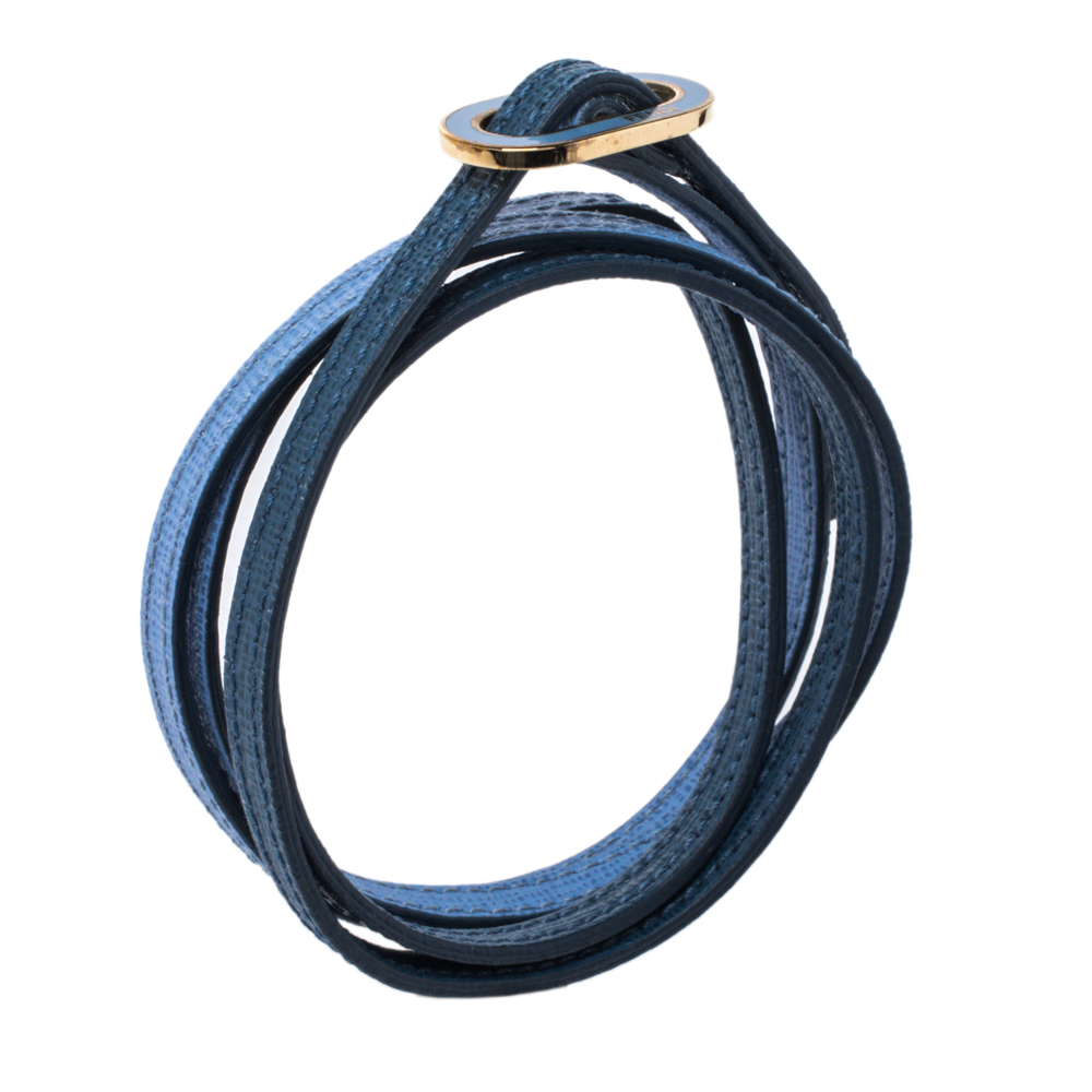 

Fendi Blue Leather Multi Wrap Crayons Bracelet