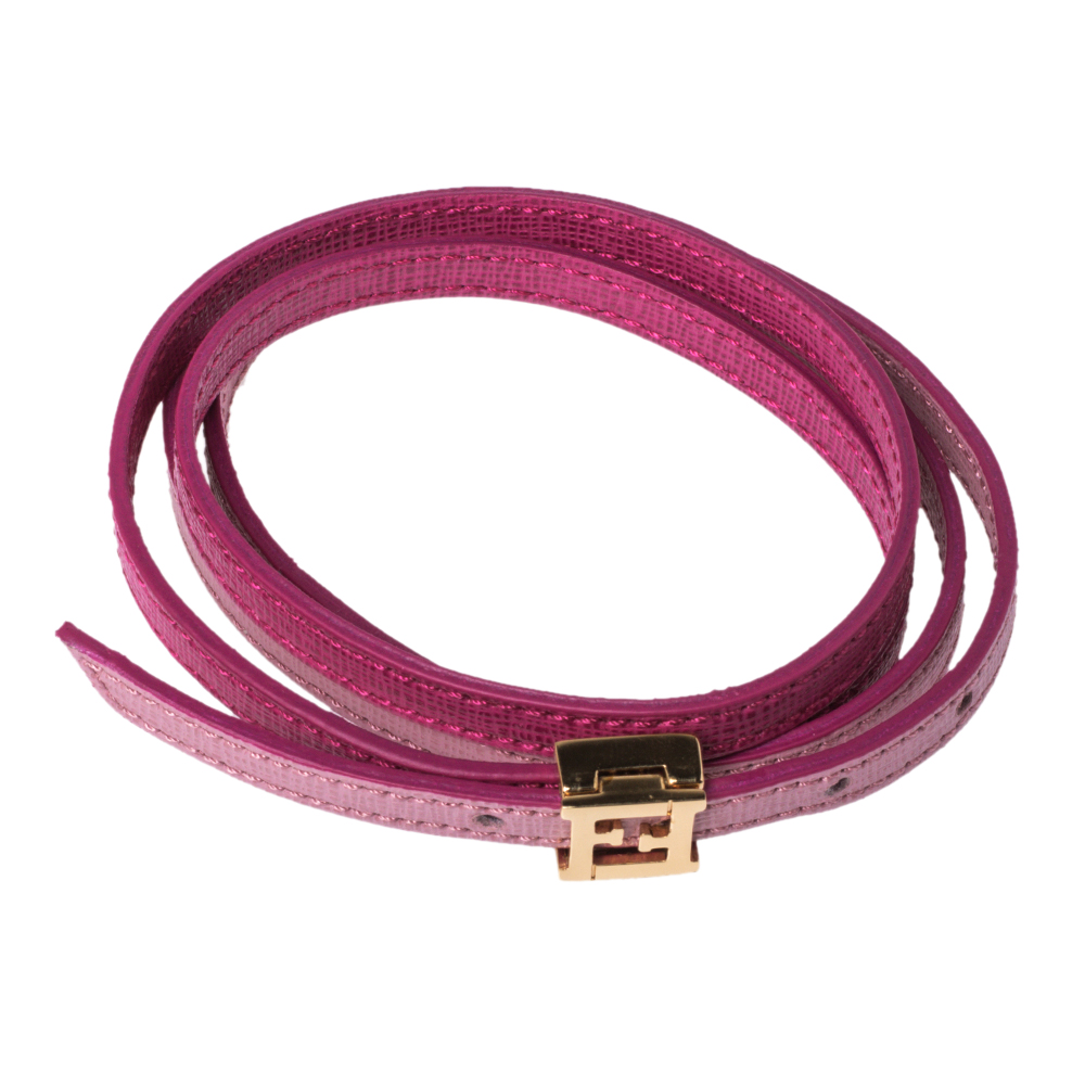 

Fendi Pink Leather Multi Wrap Crayons Bracelet