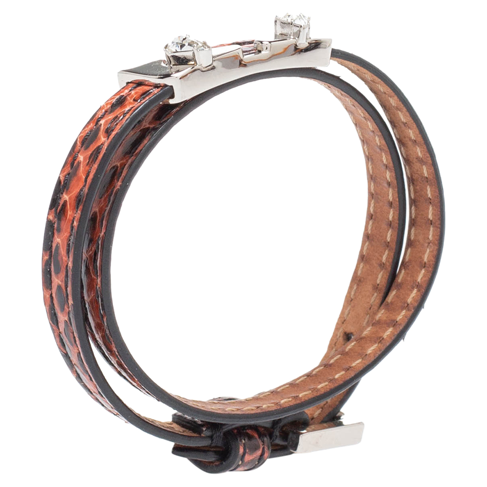 

Fendi Brown Snakeskin Wonders Double Wrap Bracelet