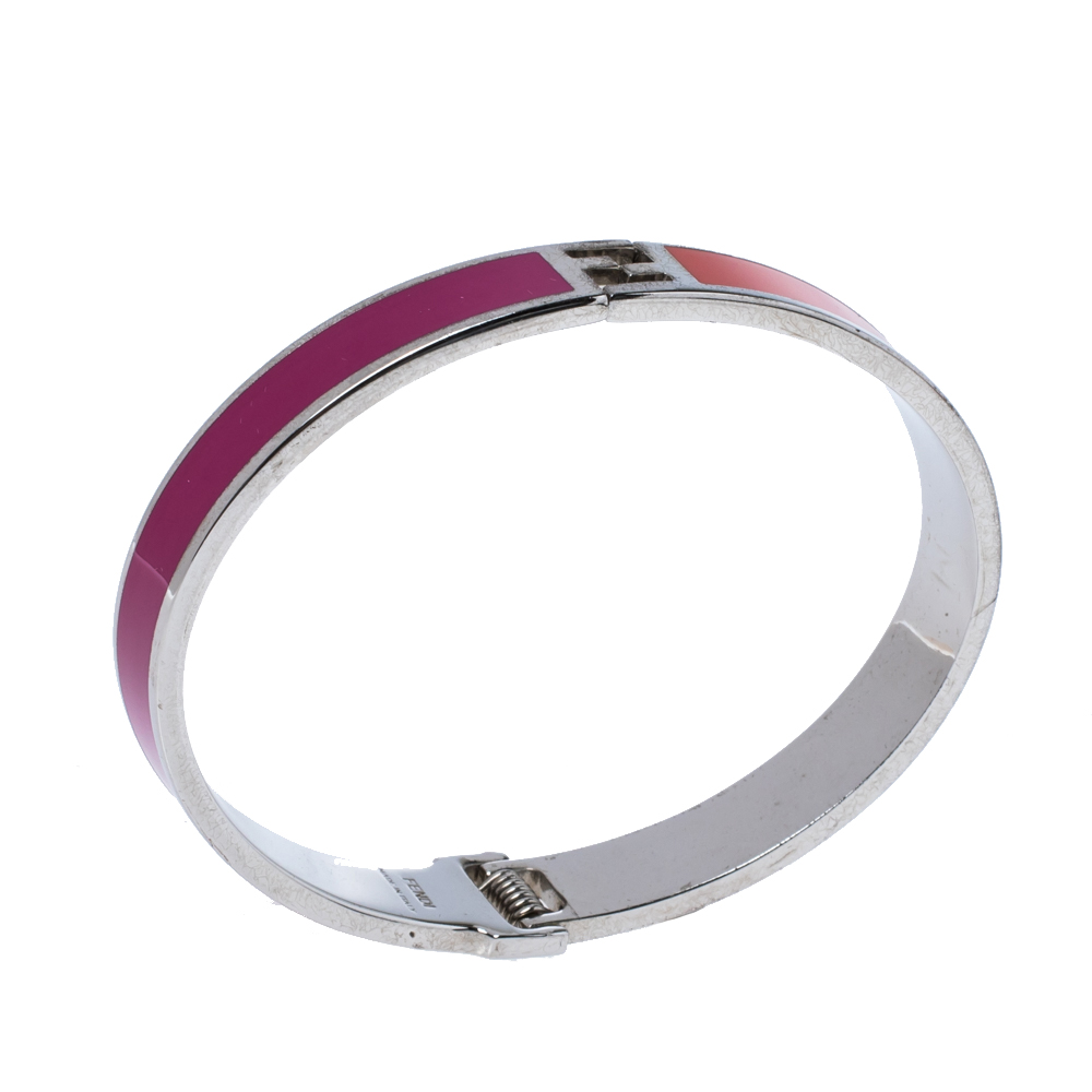 

Fendi Fendista Bi-Color Enamel Silver Tone Narrow Bracelet, Multicolor