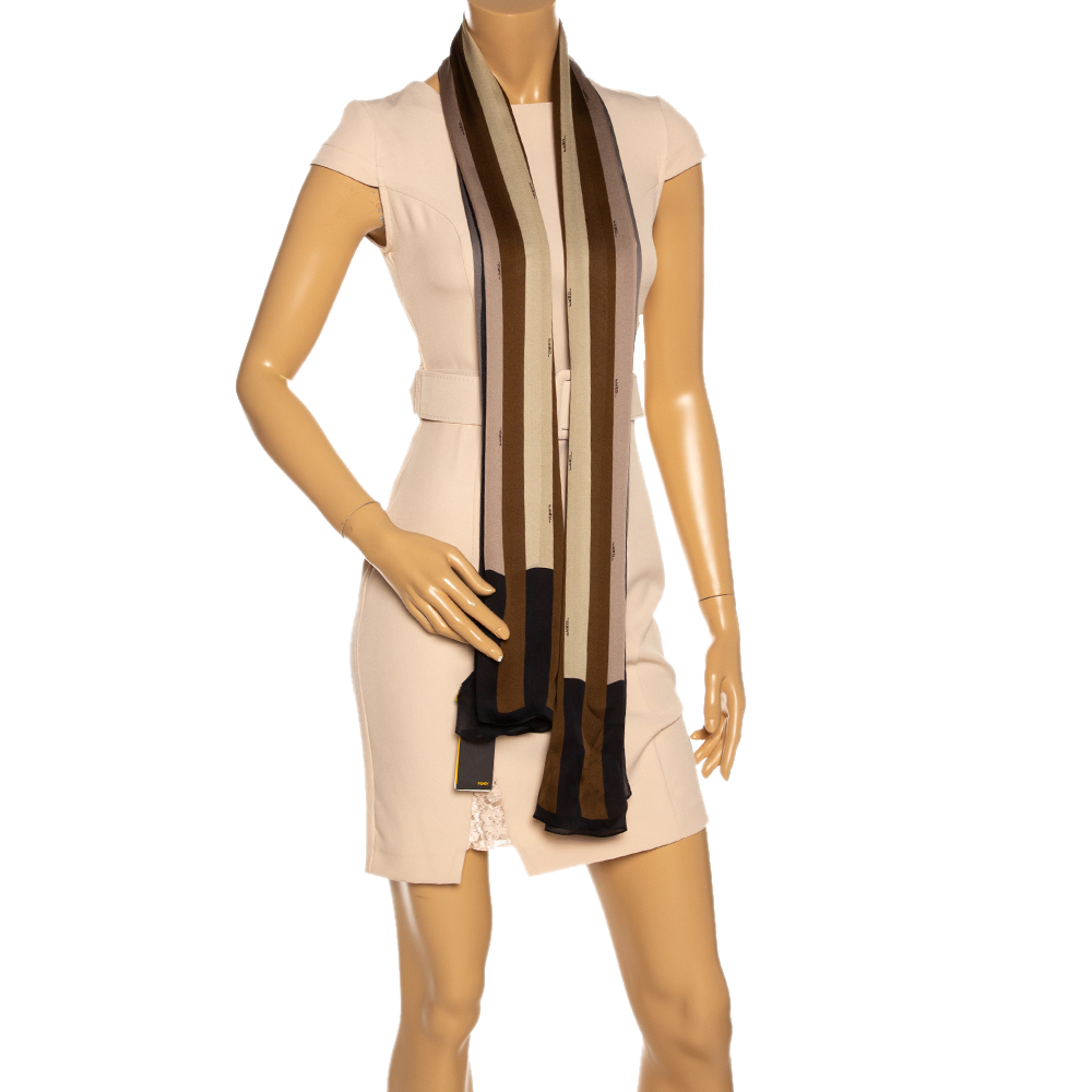 

Fendi Multicolor Pequin Silk Scarf
